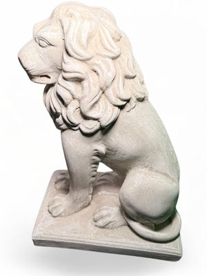 Sitting Lion Whitewash Finish (Left Looking) - H540mm x W355mm - 35kg