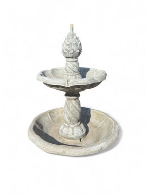 One Tier Acorn Fountain Whitewash Finish Medium - H:800mm W:490mm - with Tubing (Excluding pump) 33kg