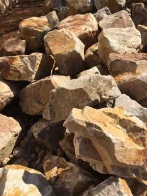 Caramel Run of Dump Rock  Unselected 200mm-600mm 300x600mm bags between 15-20kg