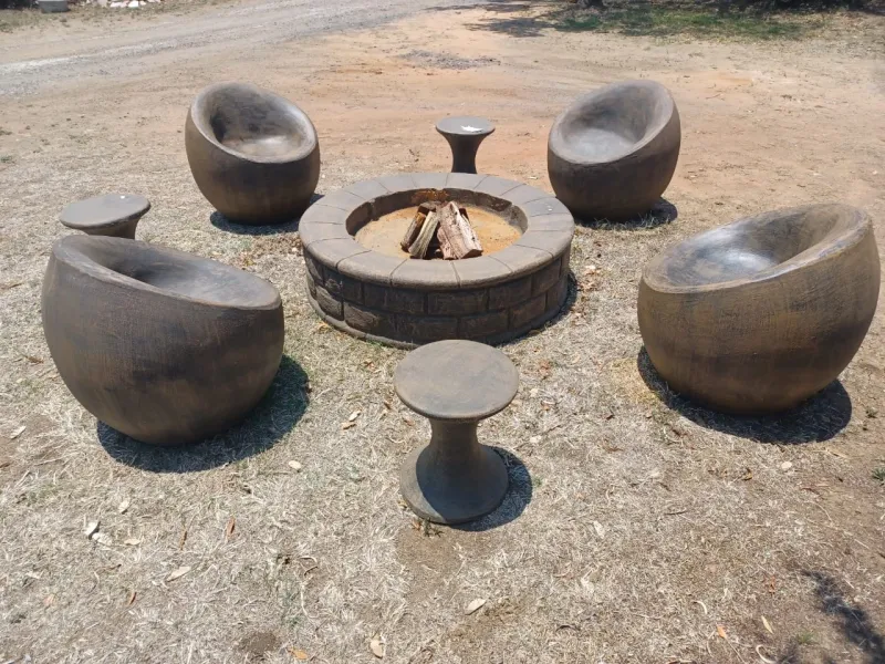 Four Bubble Chair Fire Lounge Set "Brown"