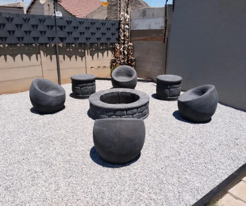 Four Bubble Chair Fire Lounge Set "Charcoal"