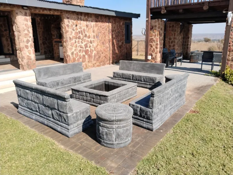 Four Bench Fire Lounge Set "Charcoal"