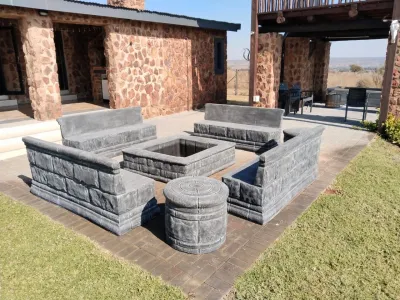 Four Bench Fire Lounge Set "Charcoal"