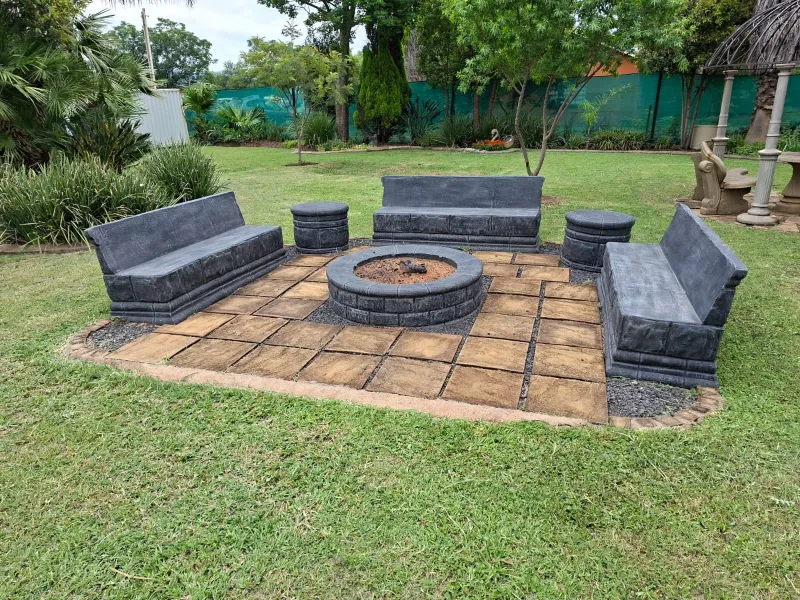 Three Bench Fire Lounge Set "Charcoal"