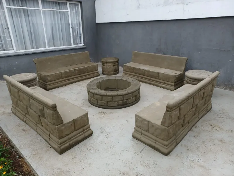 Four Bench Fire Lounge Set "Light Brown"