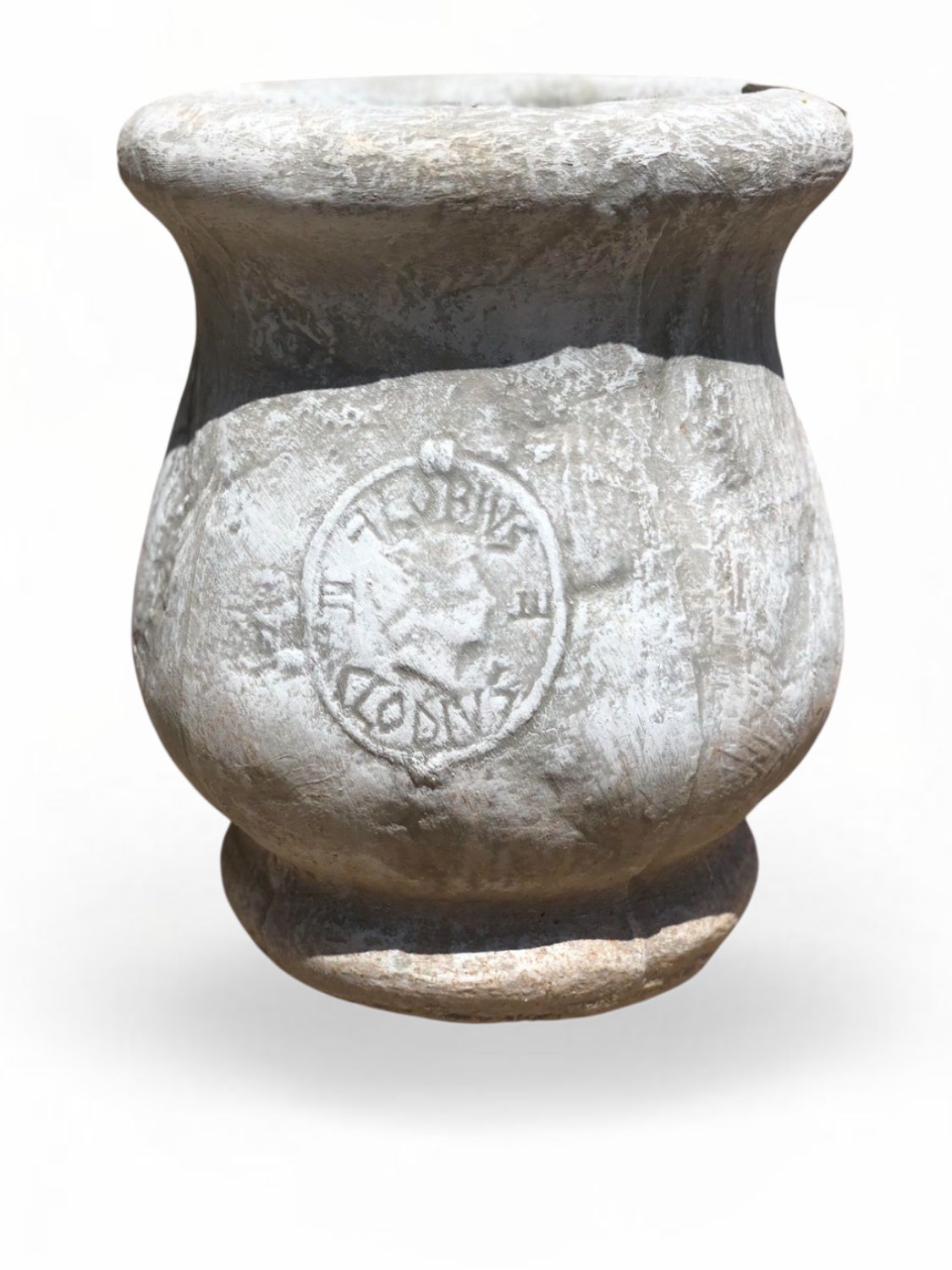 Greek Bulge Planter Small Whitewash Finish 400-330mm 9kg