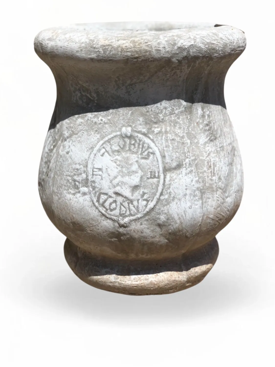 Greek Bulge Planter Small Whitewash Finish 400-330mm 9kg