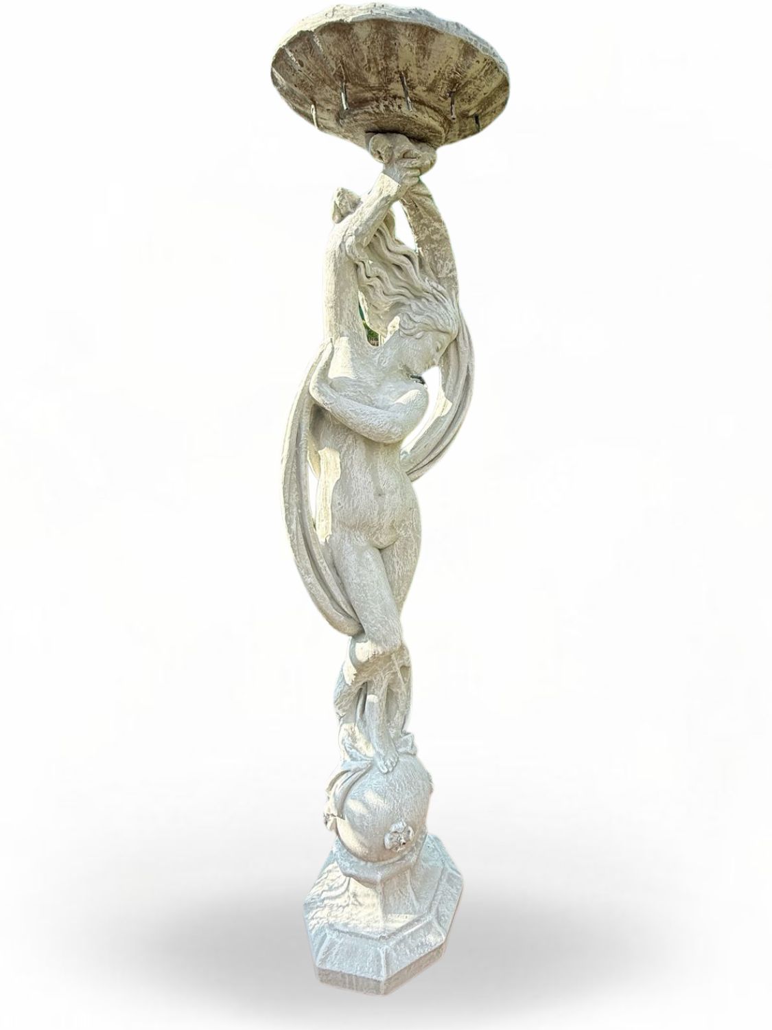 Odeliska Statue Fountain with Pipe Whitewash Finish H x 1810mm (Excl Bowl) (Excluding Pump)