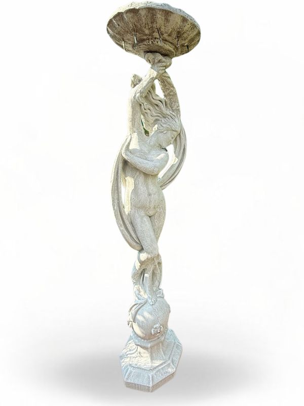 Odeliska Statue Fountain with Pipe Whitewash Finish H x 1810mm (Excl Bowl) (Excluding Pump)