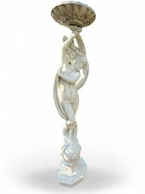 Odeliska Statue Fountain with Pipe Whitewash Finish H x 1810mm (Excl Bowl) (Excluding Pump)