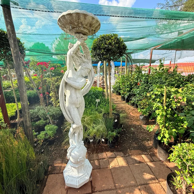 Odeliska Statue Fountain with Pipe Whitewash Finish H x 1810mm (Excl Bowl) (Excluding Pump)