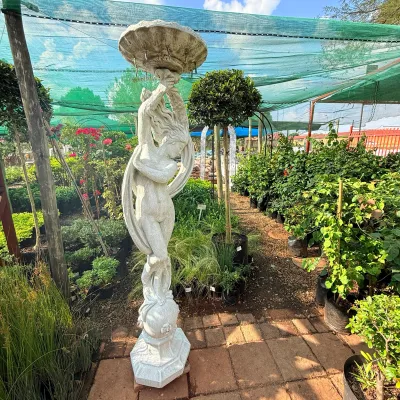 Odeliska Statue Fountain with Pipe Whitewash Finish H x 1810mm (Excl Bowl) (Excluding Pump)