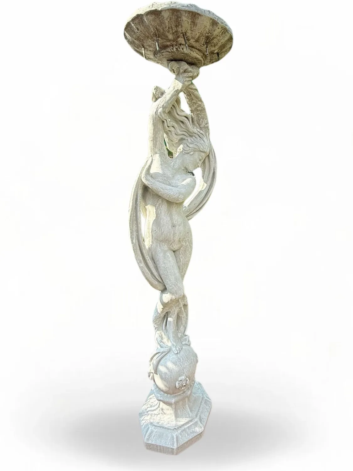 Odeliska Statue Fountain with Pipe Whitewash Finish H x 1810mm (Excl Bowl) (Excluding Pump)