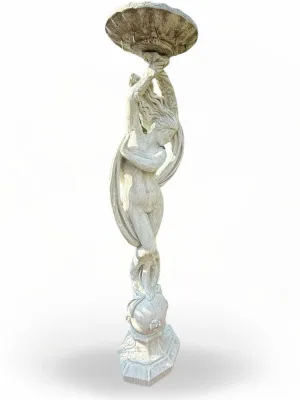 Odeliska Statue Fountain with Pipe Whitewash Finish H x 1810mm (Excl Bowl) (Excluding Pump)