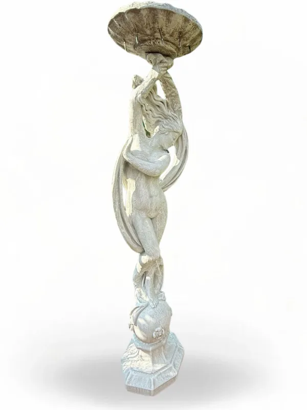 Odeliska Statue Fountain with Pipe Whitewash Finish H x 1810mm (Excl Bowl) (Excluding Pump)