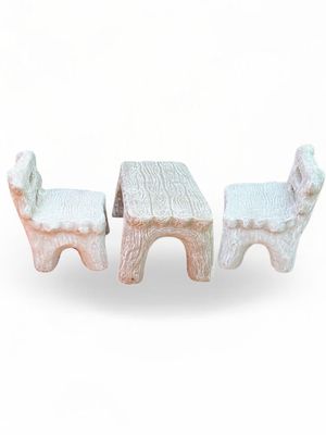 Woodfinish Kiddies Table Set Whitewash Finish TableHeight:260mm TableWidth:300mm TableLenght:530mm ChairHeight:420mm ChairWidth:300mm ChairLenght:300mm 72kg