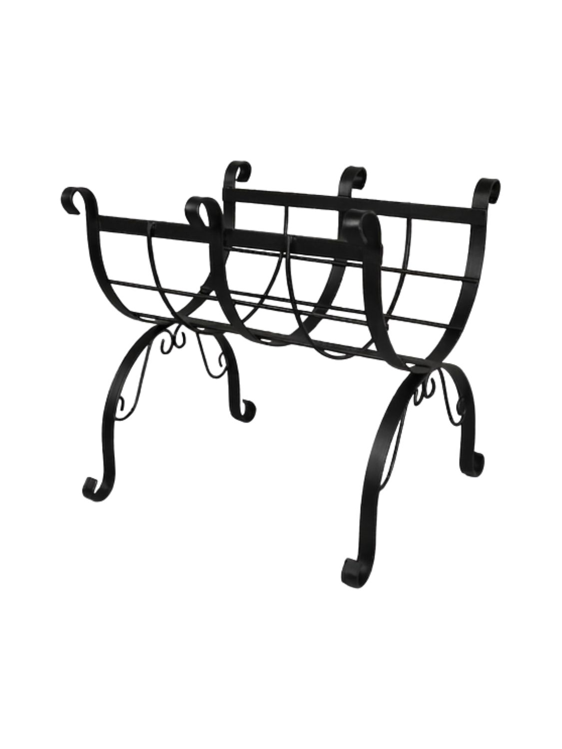 Wrought Iron Fireside Log Holder Black Finish Wrought Iron Fireside Log Holder Black Finish