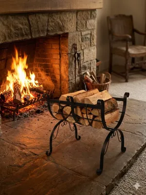 Wrought Iron Fireside Log Holder