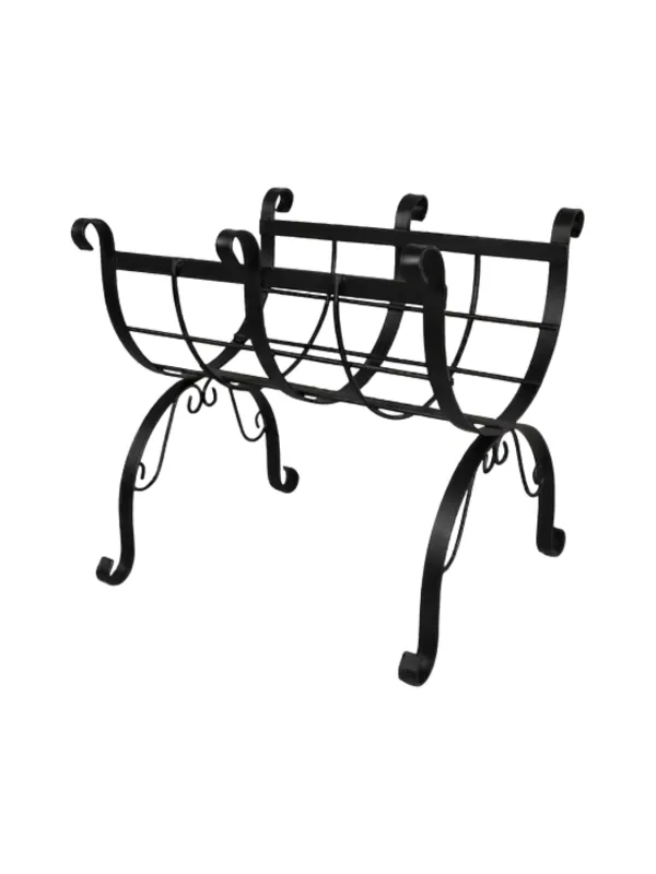 Wrought Iron Fireside Log Holder Black Finish