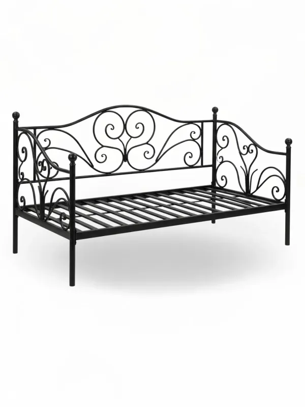 Wrought Iron Chaise Longue Small Black Finish