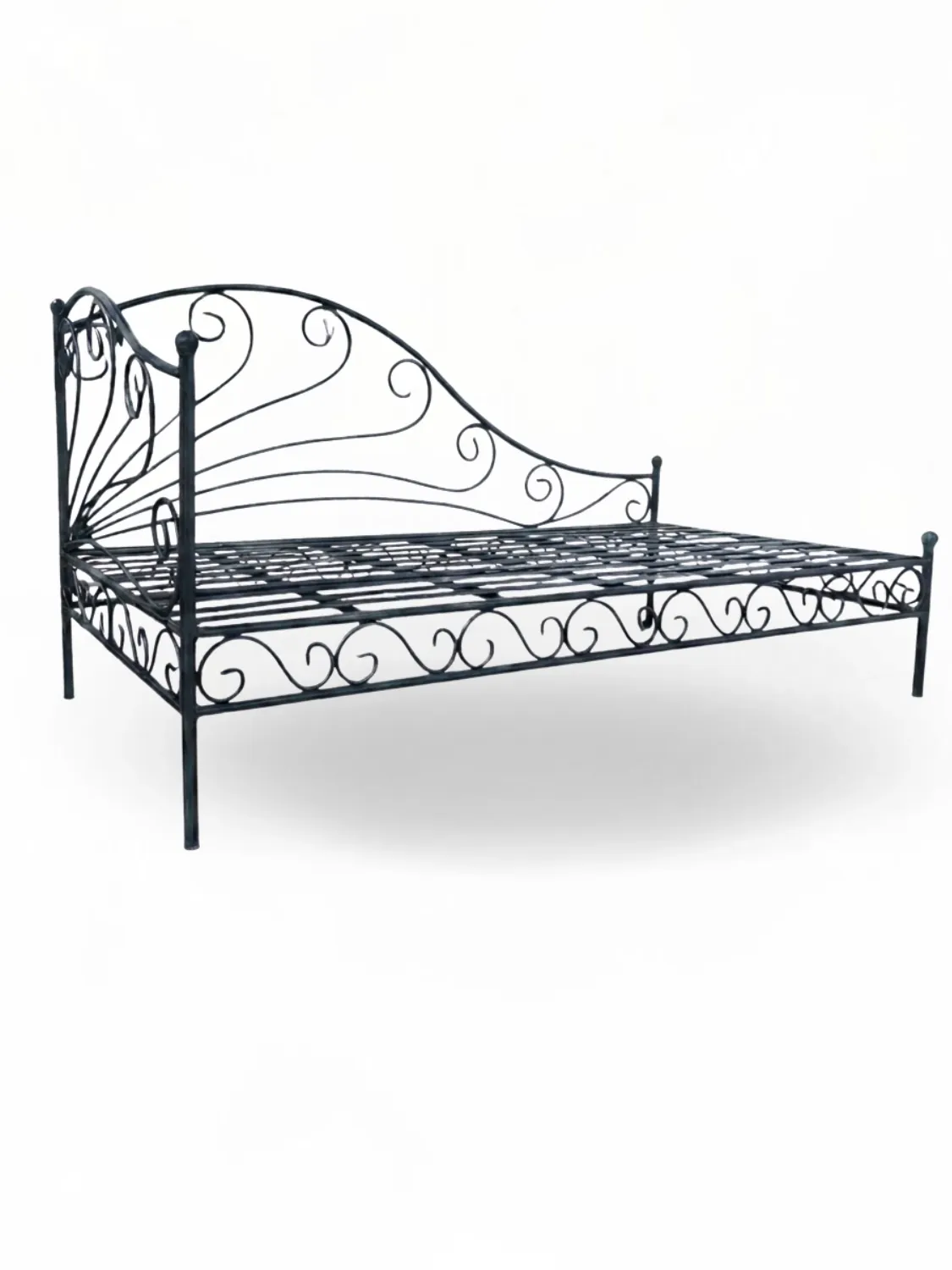 Wrought Iron Chaise Longue Large Black Finish