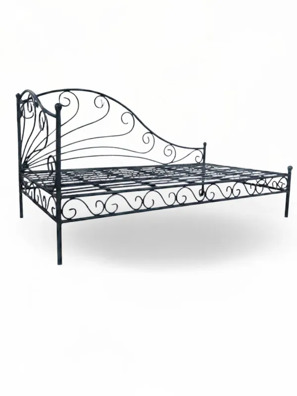 Wrought Iron Chaise Longue Large Black Finish