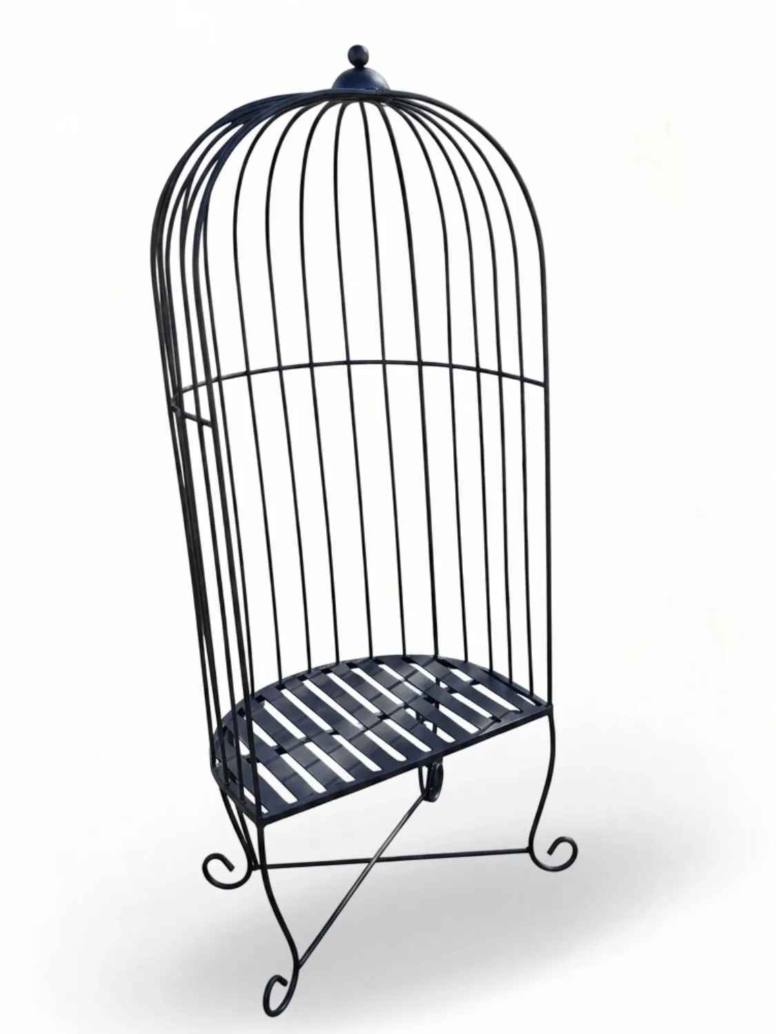 Wrought Iron Bird Cage Chair Black Finish