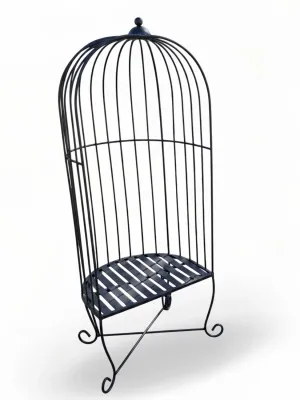Wrought Iron Bird Cage Chair Black Finish