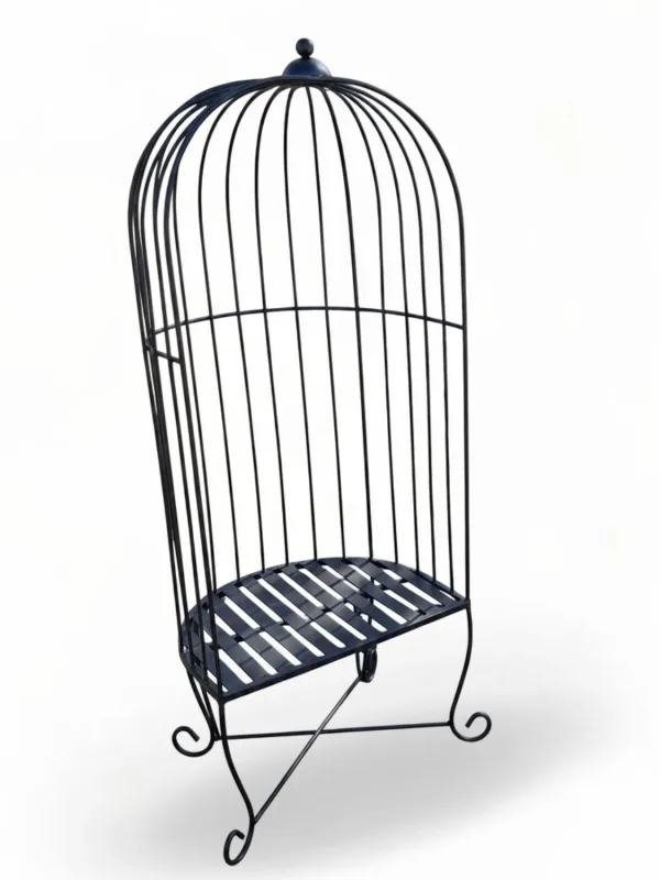 Wrought Iron Bird Cage Chair Black Finish