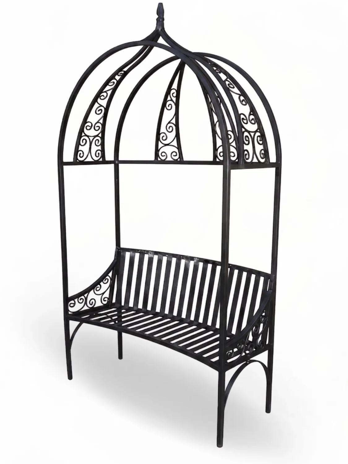 Wrought Iron Venus Curly Bench Black Finish