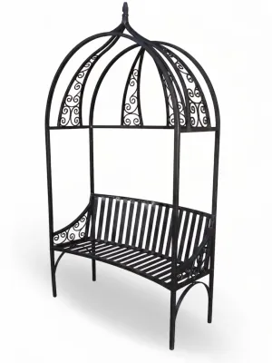 Wrought Iron Venus Curly Bench Black Finish