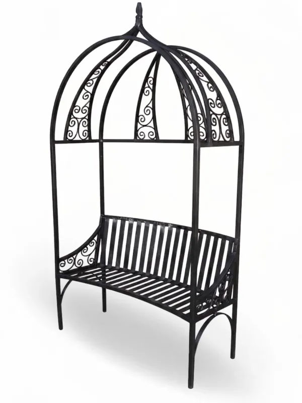 Wrought Iron Venus Curly Bench Black Finish