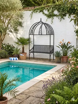 Wrought Iron Venus Curly Bench