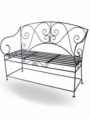Wrought Iron Pluto Bench Black Finish
