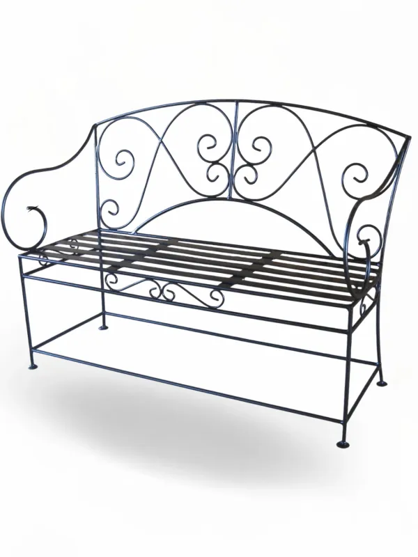 Wrought Iron Pluto Bench Black Finish