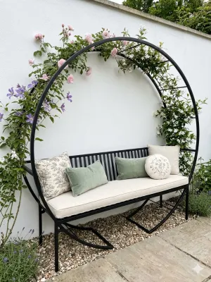 Wrought Iron Round Arch Bench With Backrest