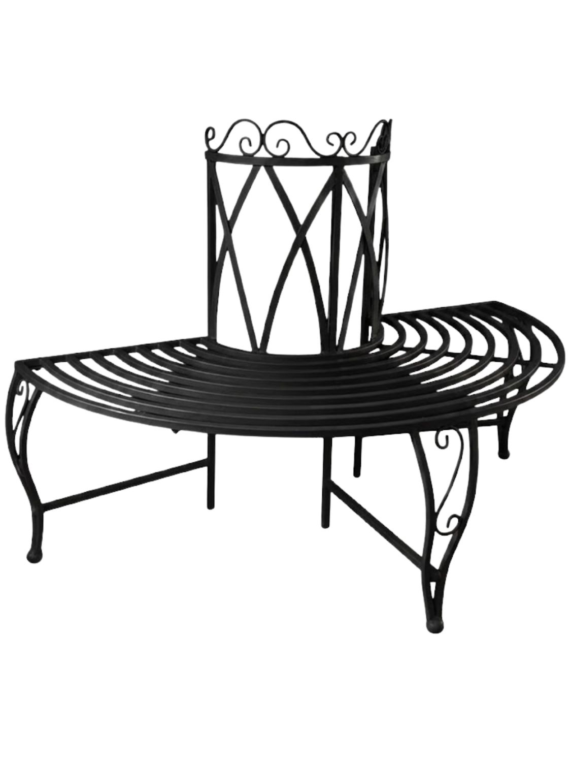 Wrought Iron Lovers Bench Half Black Finish