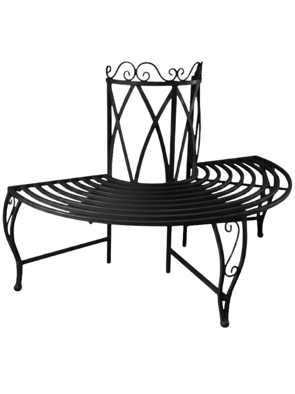 Wrought Iron Lovers Bench Half Black Finish