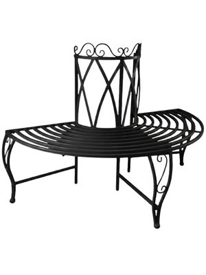 Wrought Iron Lovers Bench Half Black Finish