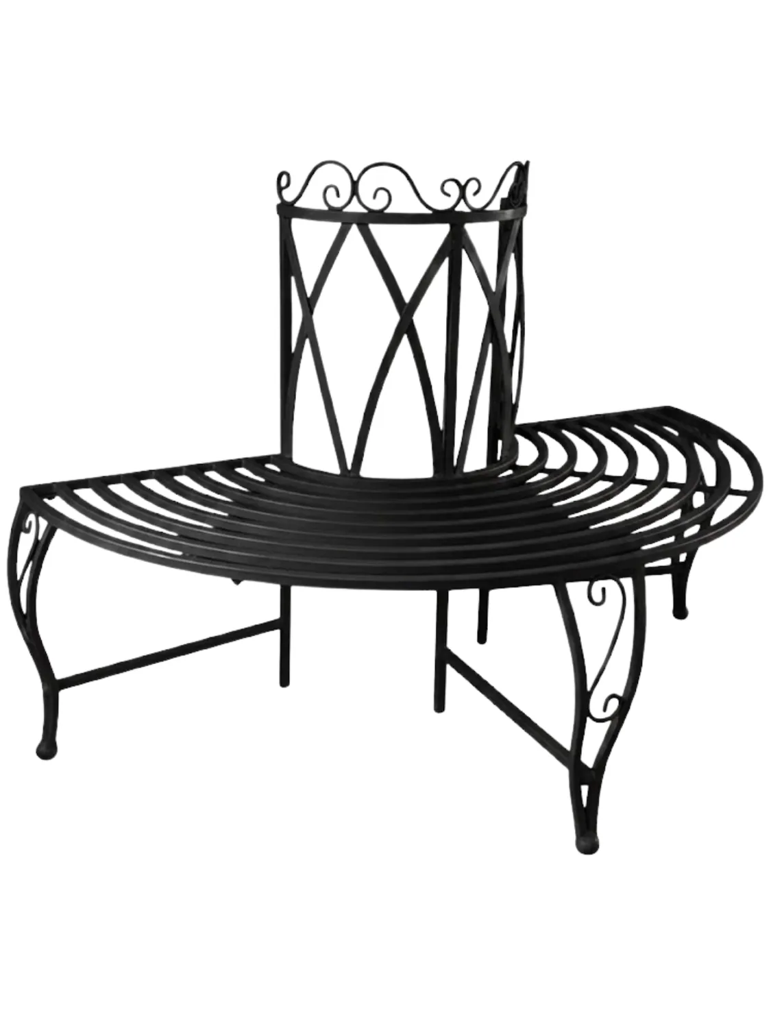 Wrought Iron Lovers Bench Half Black Finish