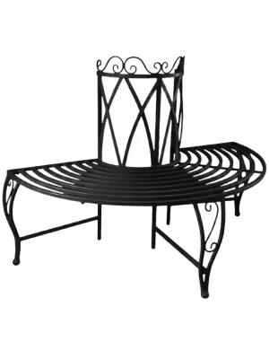 Wrought Iron Lovers Bench Half Black Finish