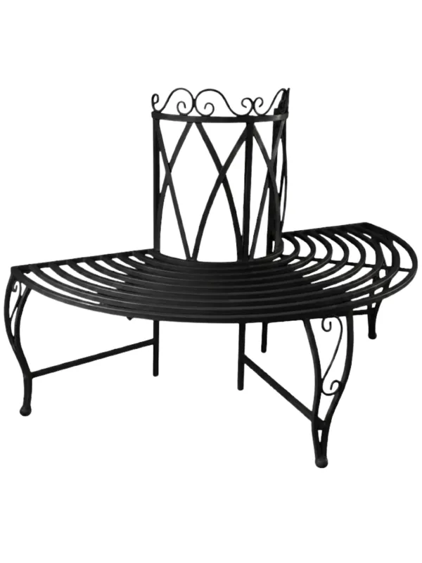 Wrought Iron Lovers Bench Half Black Finish