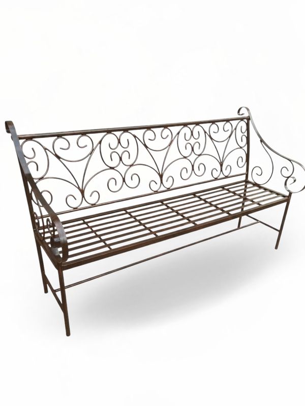Wrought Iron Victoria Bench 3Seater Antique Rust Finish