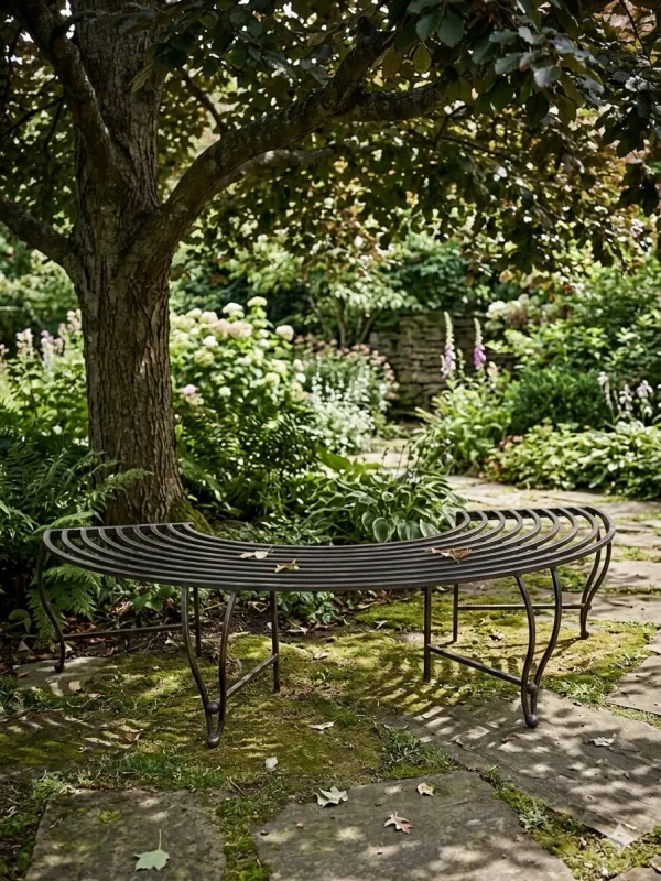 Wrought Iron Lovers Bench No Backrest