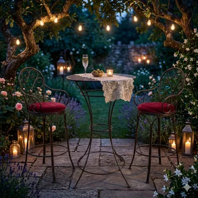 Wrought Iron Dahlia Bistro Table