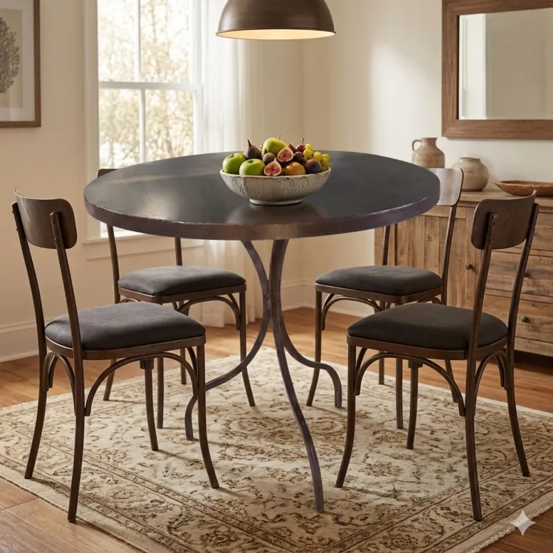 Wrought Iron Lily Table Solid Steel Top