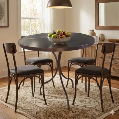 Wrought Iron Lily Table Solid Steel Top