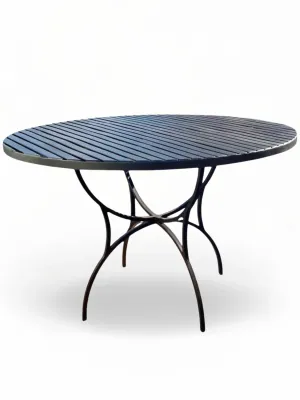 Wrought Iron Spring Table With Flat Bar Top 120cm Black Finish