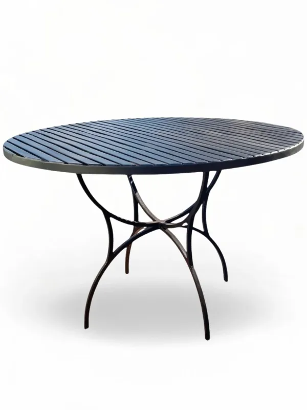Wrought Iron Spring Table With Flat Bar Top 120cm Black Finish