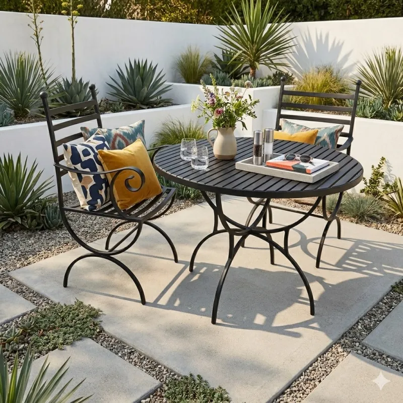 Wrought Iron English Rose Dining Set